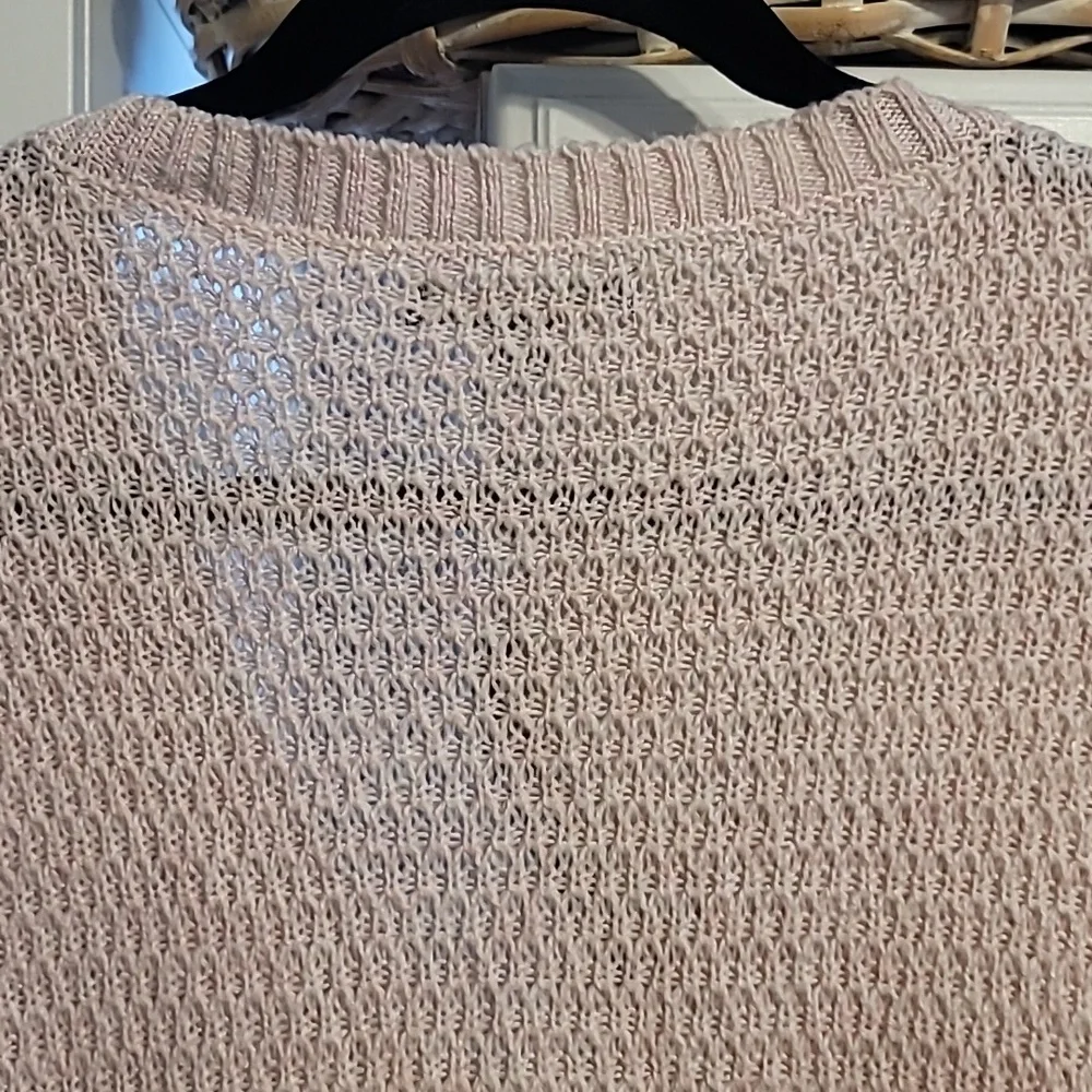 Moral Fiber Pullover Sweater Women's 3X Pink Open Knit Long Sleeve Light Y2K - Picture 7 of 11